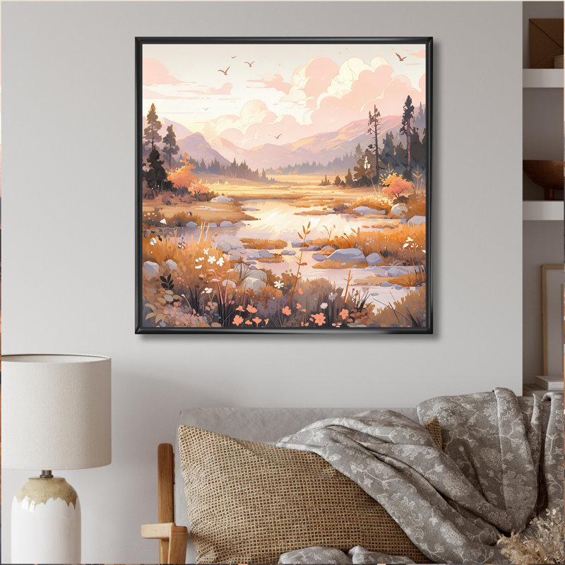 Sommet sérénité - paysages, impressions d'art mural, H 16 po x l 16 po x P 1 po, Cadre flottant noir