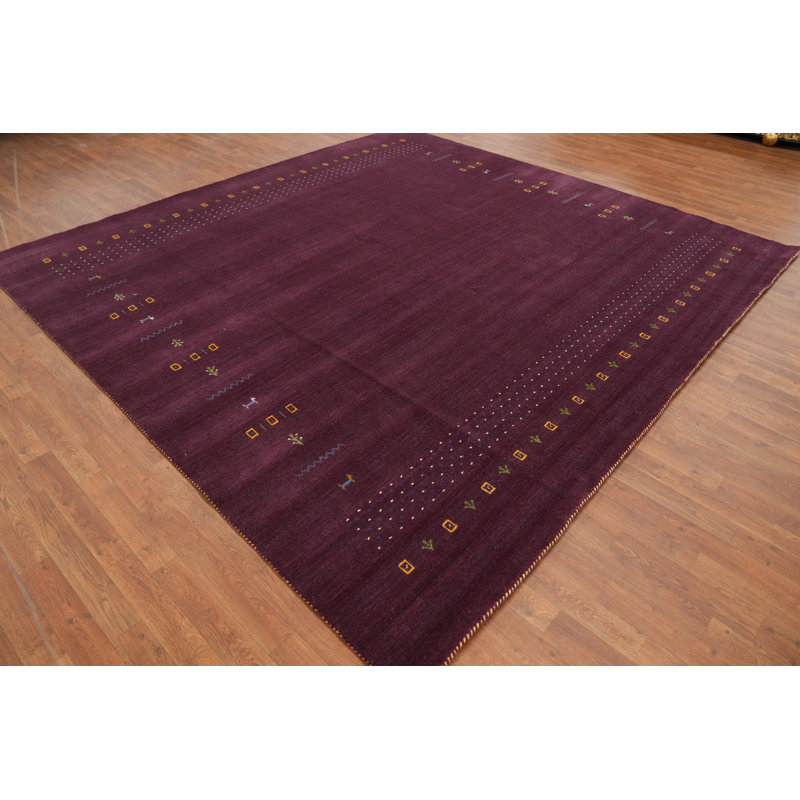 Tapis mauve à motif indien Gabbeh
