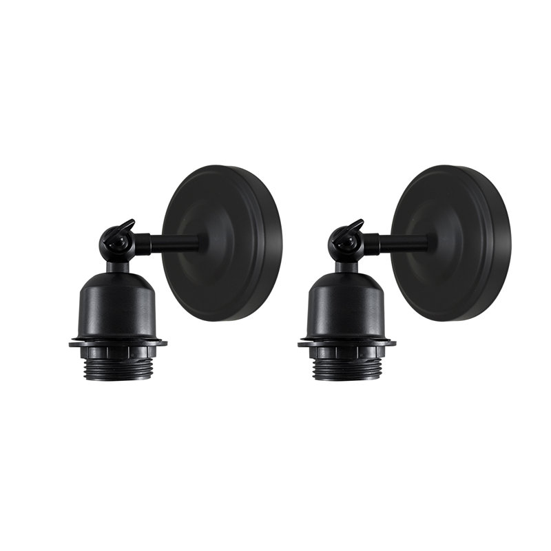 Boykin Adjustable Wall Sconce – Vintage Style Dimmable Light with Metal Shade by Breakwater Bay, Black, No 