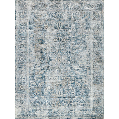Antique Loom Blue Polyester powerloom Area Rug