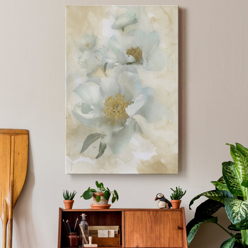 « Soft pivoines II », reproduction d’art sur toile tendue, H 12 po x l 8 po x P 1 po