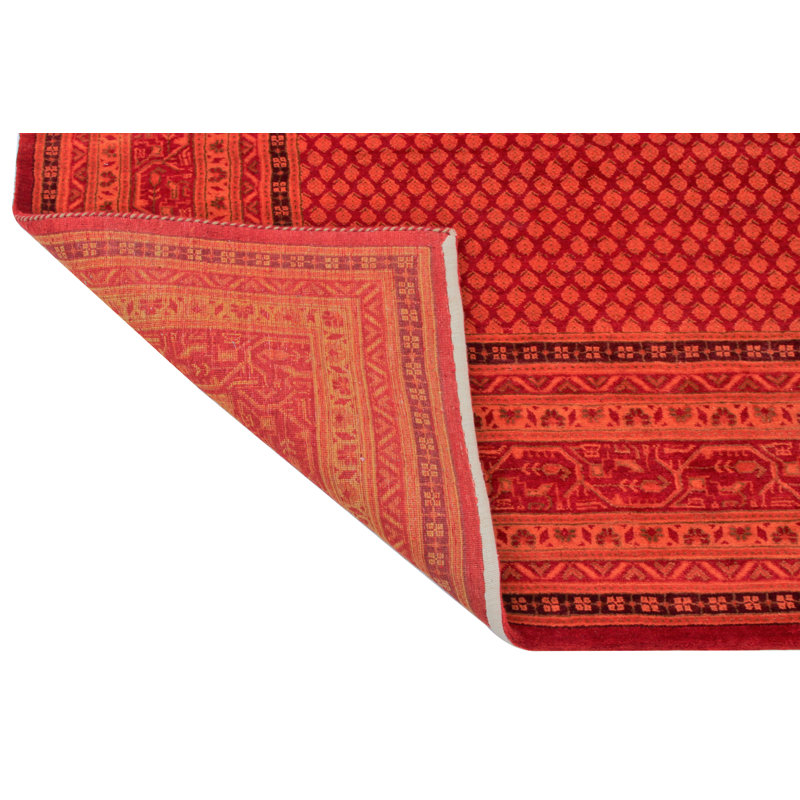 Hand-Knotted High-Quality Red and Red Area Rug