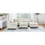 Canapé modulaire en chenille blanc en U de 111,8 po Living avec rangement mobile, 6 sièges, accoudoirs roulés et siège rembourré en mousse