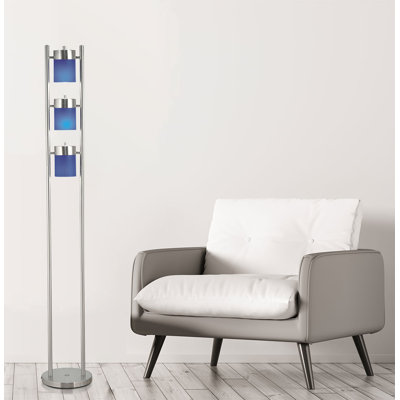 Lampe sur pied réglable à deux voies de 65 pouces à 3 têtes avec finition bleue | Idée de cadeau