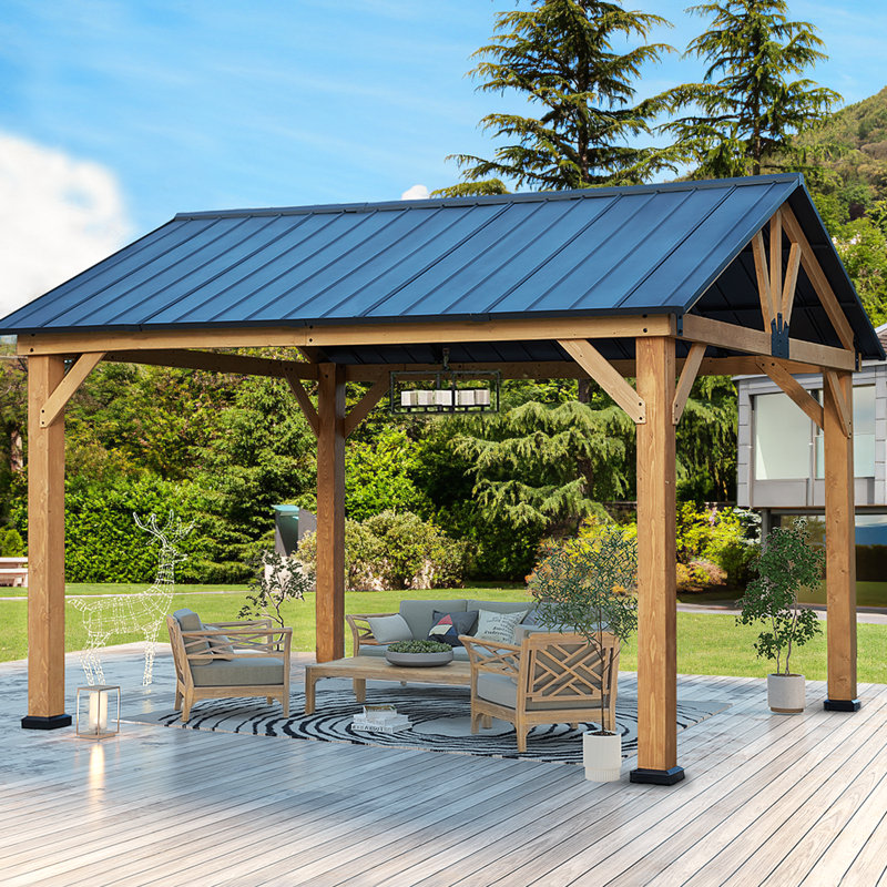 13 Ft. W x 11 Ft. D Solid Wood Patio Gazebo
