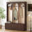 Farmhouse Wooden Style Hall Tree With Arched Design, Elegant Entryway Bench With Retro Hooks, Rustic Coat Rack & Shoe Organizer With Drawers For Living Room-1669221220