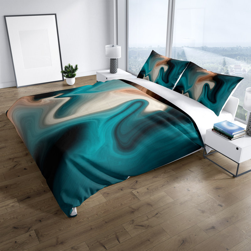 Polyester Abstract Duvet Cover, King Duvet Cover + 2 Shams