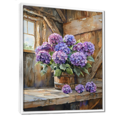 Hortensias dans la grange à traire - hydrangées, art mural