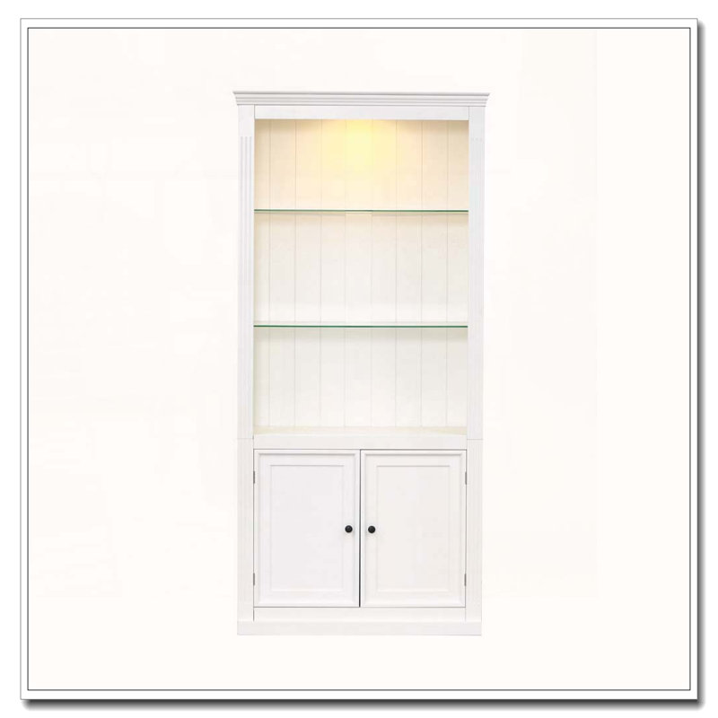 Étagère de présentation 78,75 "à 4 niveaux avec plafonnier à intensité variable et portes en verre, Blanc