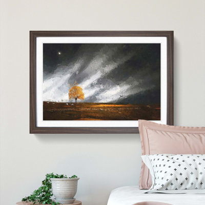 Lone Tree at Dusk in Abstract - Picture Frame Graphic Art Print