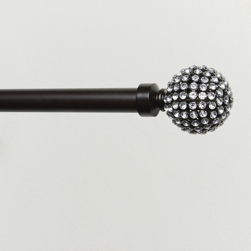 Anastasia Matte Bronze Adjustable Curtain Rod with Gemstone Finials