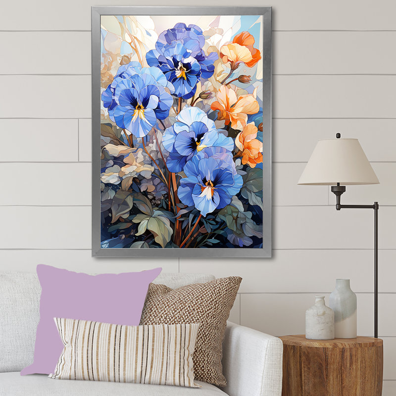 Vibrant Pansy Medley III, Cadre simple argenté, H 44 po x l 34 po x P 1,5 po