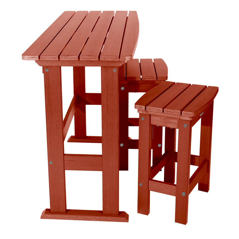 Arbnora 2 - Person Patio Dining Set with Rectangular Table, Rustic Red