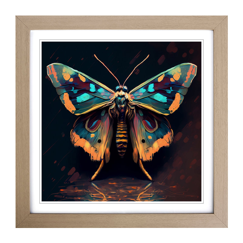 Moth Fauvism - Framed Print, Oak