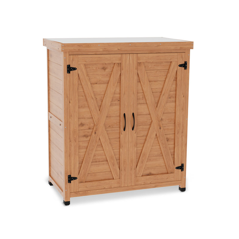 Banc de rempotage avec armoire de rangement et plateau de table en métal pour patio extérieur, table de poste de travail extérieur