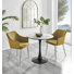 3-Piece Round Engineered Marble Dining Set with Velvet Chairs