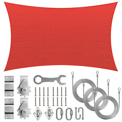Royal Shade Rectangle Waterproof Shade Sail With Installation Winch Kit