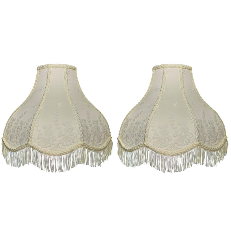 Victorian Scalloped Fringe Lamp Shades, 2-Pack,  Eggshell, 4" H x 13" W x 10" D
