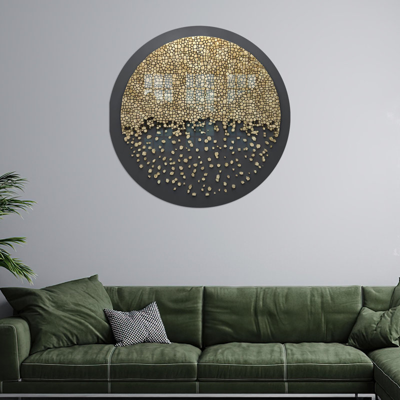 Superbe art mural moderne abstrait en verre trempé doré idéal pour un décor sophistiqué de maison ou de salon