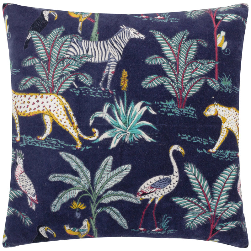 Blerton Wilds Floral Square Throw Cushion Covers, Navy, Pillow Cover Only - No Insert
