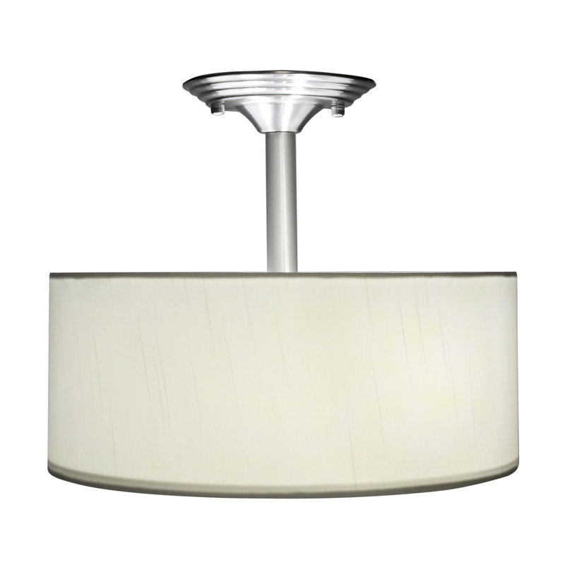 Plafonnier semi-encastré 2 lumières 13 po Gillium, Nickel brossé, Blanc