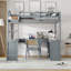 Lit mezzanine en bois avec bureau en U, compartiments de rangement et miroir à trois volets-1489760724