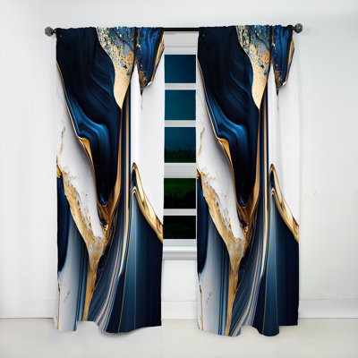 Abstract Geode Waves Gold I - Abstract Curtain - Velvet Room Darkening - 1 panel