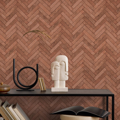 The Bricks and More Stone optic 10.05m x 53cm Matte Wallpaper Roll