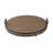 Liy 18 Inch Round Serving Tray, Beaded Brown Fir Wood, Metal Handles