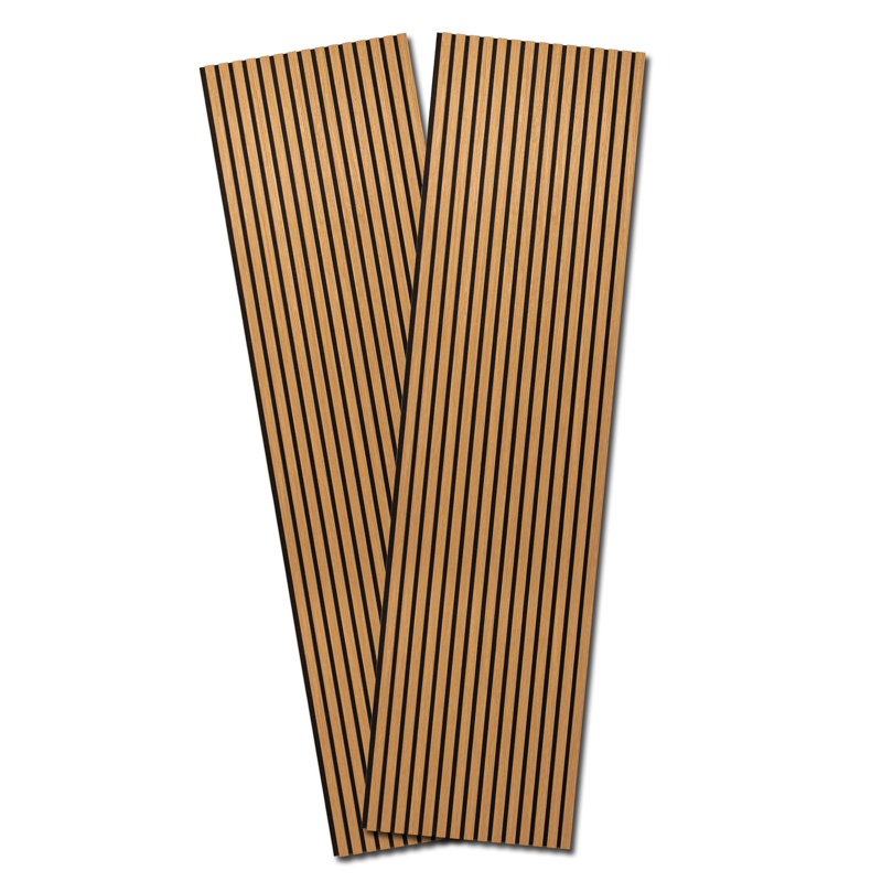 2 Pcs Acoustic Wood Wall Panelling, 3D Slat Wall Panelling for Wall and Ceiling Decor (31 sq.ft/Case), Teak, 24'' x 94.5"