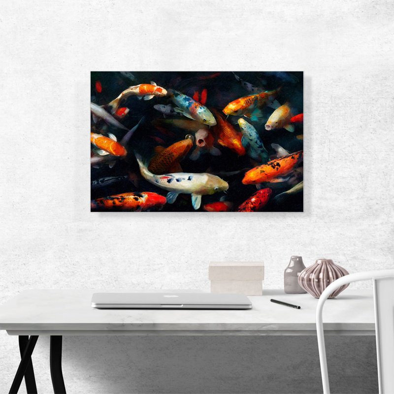 «Koi Carp Fish China Asia Japon in Pond», impression sur toile tendue, H 18 po x l 26 po x P 0,75 po
