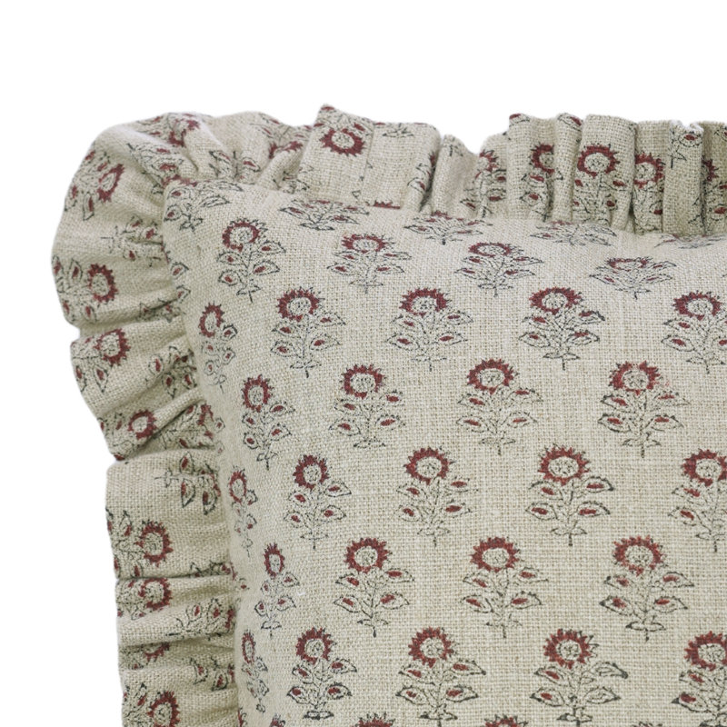 Housse de coussin en lin à motif de blocs Fabivine, printemps été, jeté volant, H 14 po x l 14 po, Carré