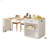 82.7 Inch Kitchen Island With Extendable Dining Table For 4-6 Person,Faux Marble Kitchen Table With Double-Sized Storage,Power Outlet,Kitchen Island With Storage 2 Drawers 2 Side Open Shelves-690782038