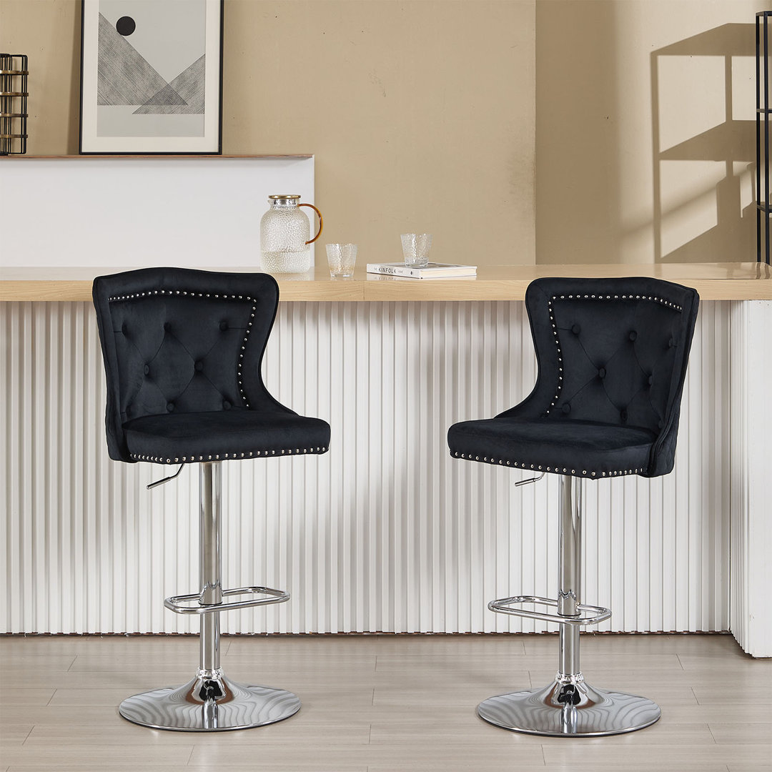 Fredez Swivel Adjustable Height Bar Stool (Set of 2) House of Hampton® Base 