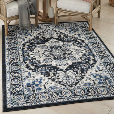 Tapis persan noir ivoire Passion