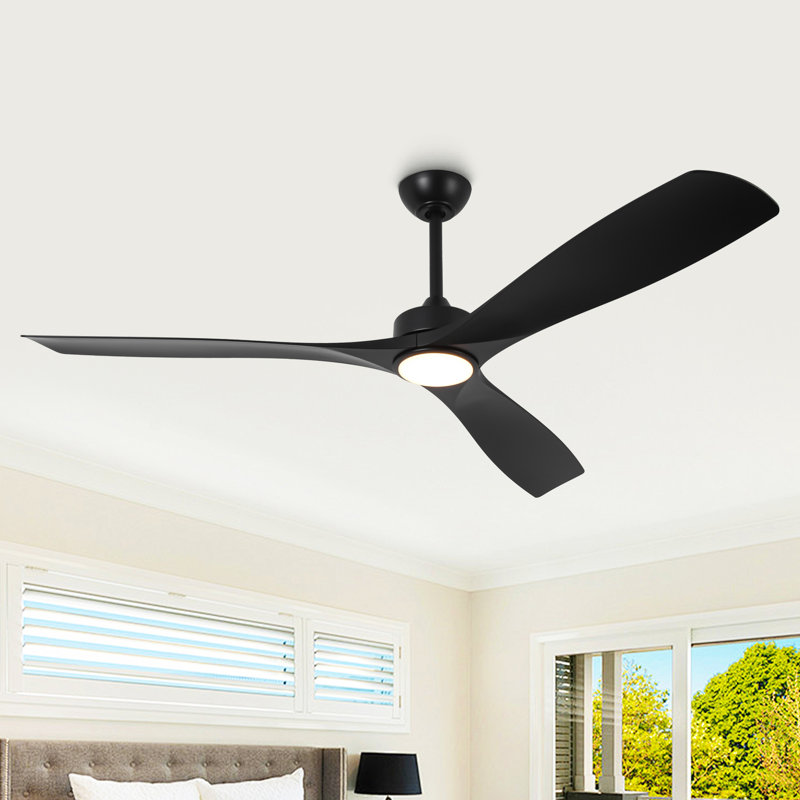 60" Black Industrial Ceiling Fan with LED Light and Remote