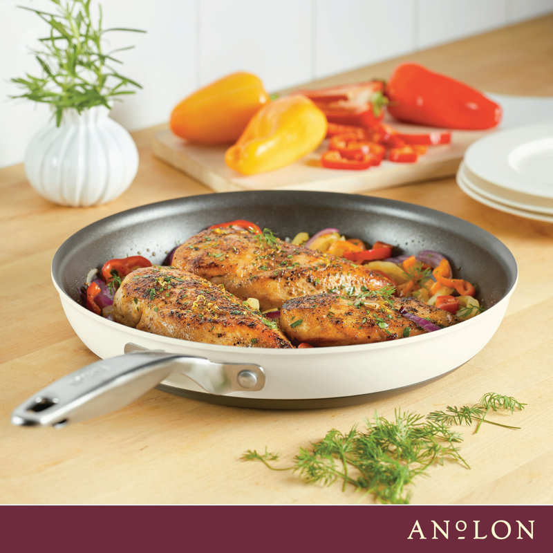 Anolon Achieve Hard Anodized Nonstick Frying Pan / Skillet, 12", Cream