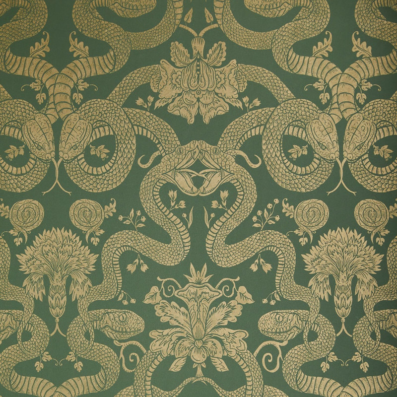 Anaconda 32.8' L x 26.88" W Wallpaper Roll, Teal/Brown