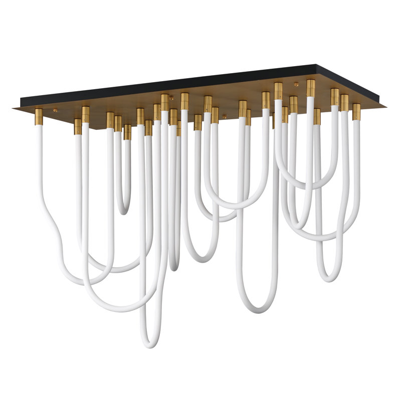 Soleil-Flush Mount Chandelier, Natural Aged Brass