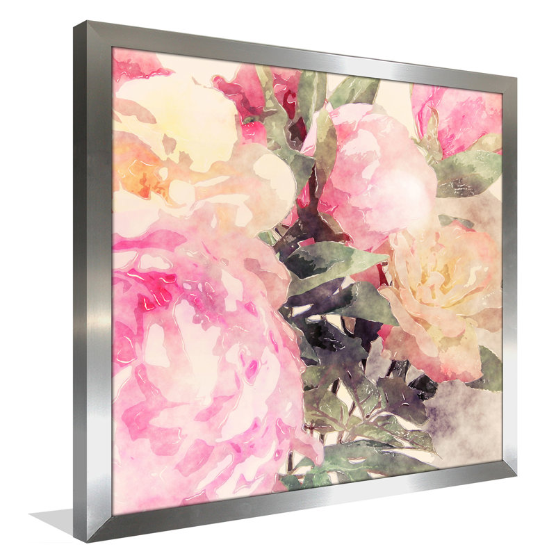 « rose floral », reproduction d’art encadrée, H 27,5 po x l 27,5 po x P 0,75 po