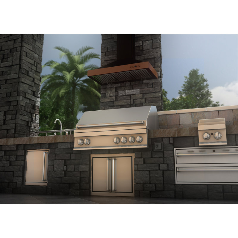 36" 400 CFM Convertible Wall Mount Range Hood, Hand-Hammered Copper/Oil-Rubbed Bronze