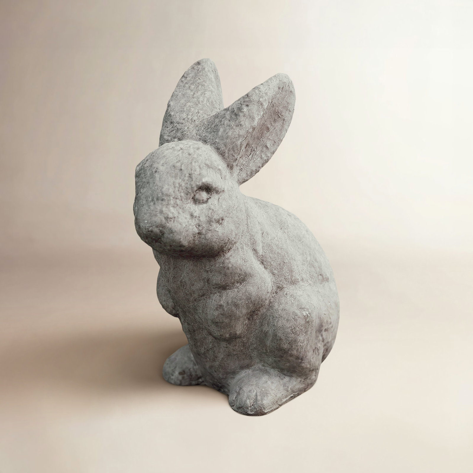 Rabbit Ears Up Garden Statue, Natural