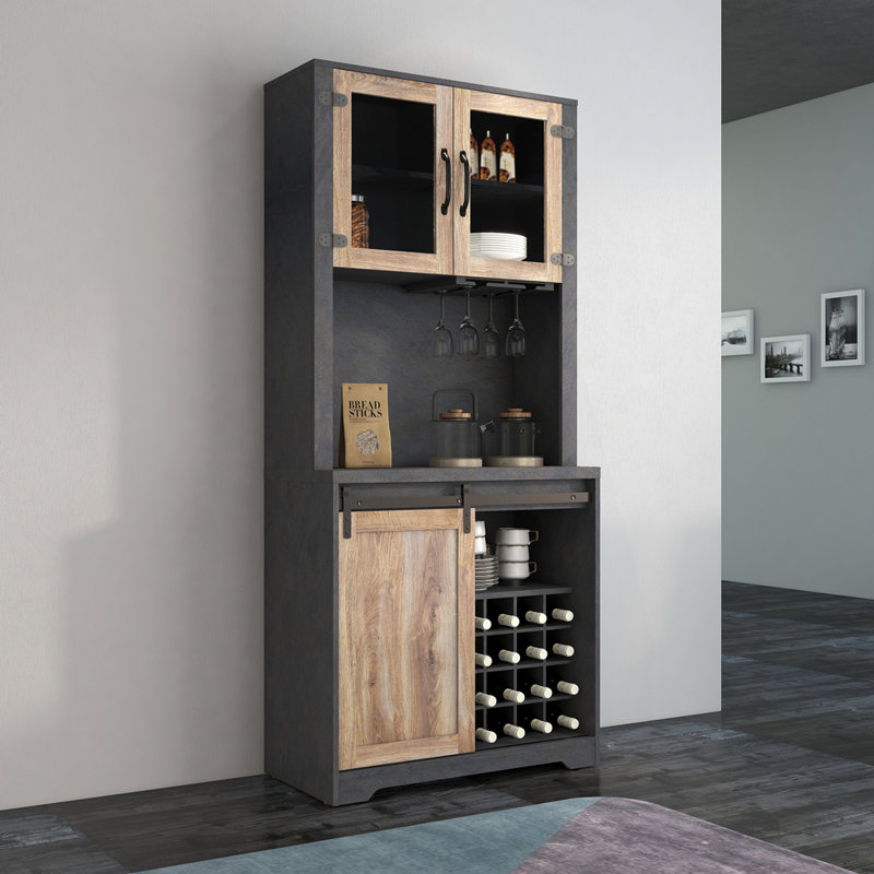 Armoire bar 31 pouces à porte de grange pour salon, salle à manger