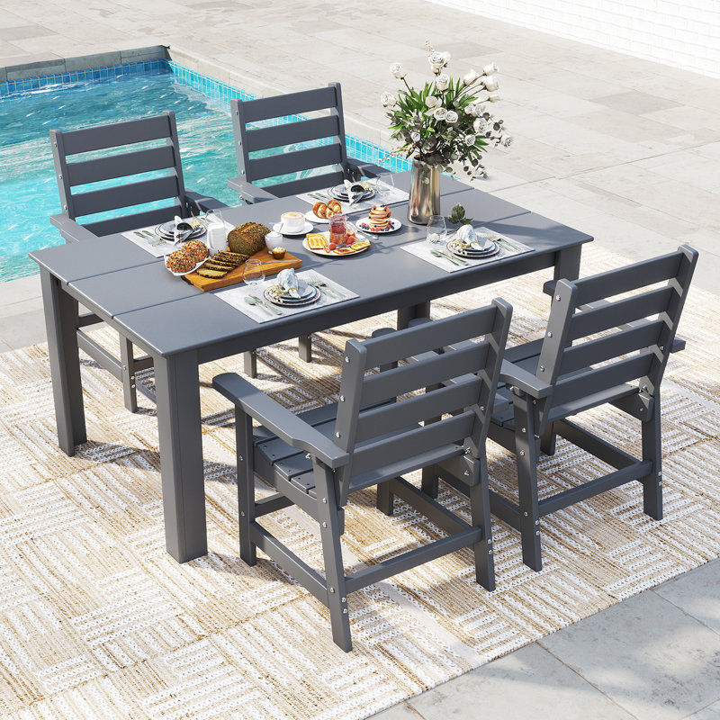 5-Piece HDPE Patio-Dining-Set, Gray
