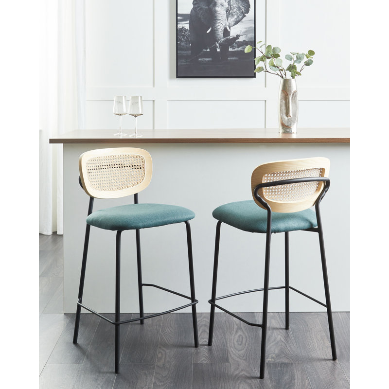 Altonette Upholstered Counter Stool, Teal