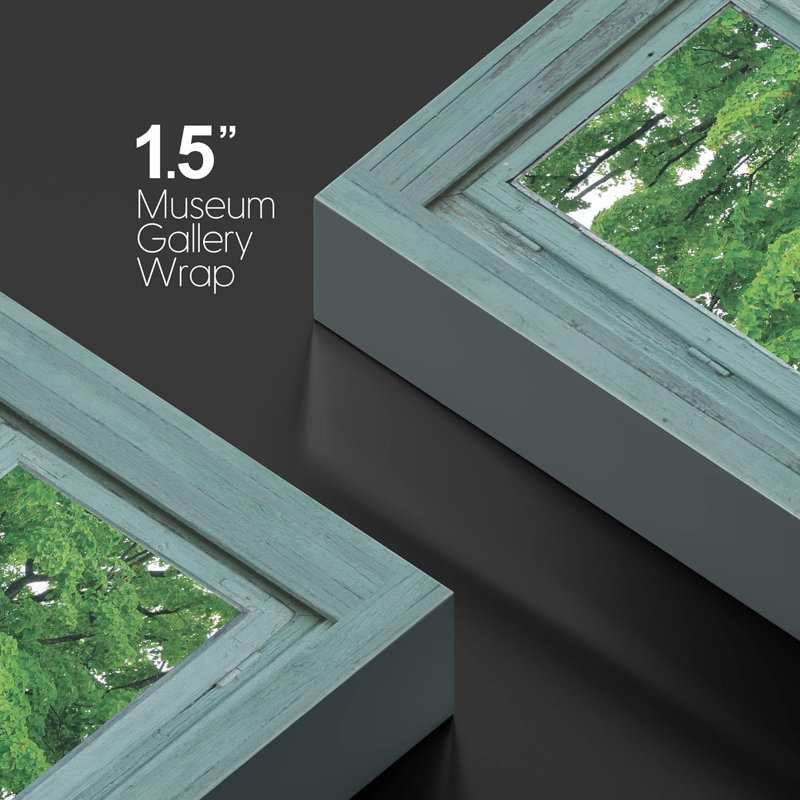 Window Looking at a Green Tree in a Field  Giclee Print Gallery Wrap Modern Home Art Ready to Hang, H 32 po x l 48 po