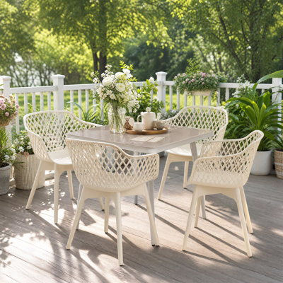  Modern Dining Chairs Set of 4, Weather-Resistant Plastic Cafe Chairs with Ergonomic Back and Non-Slip Pad