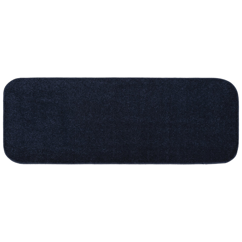 Monarrez Nylon Bath Rug with Non-Slip Backing, Navy, Single- 60" L x 22" W