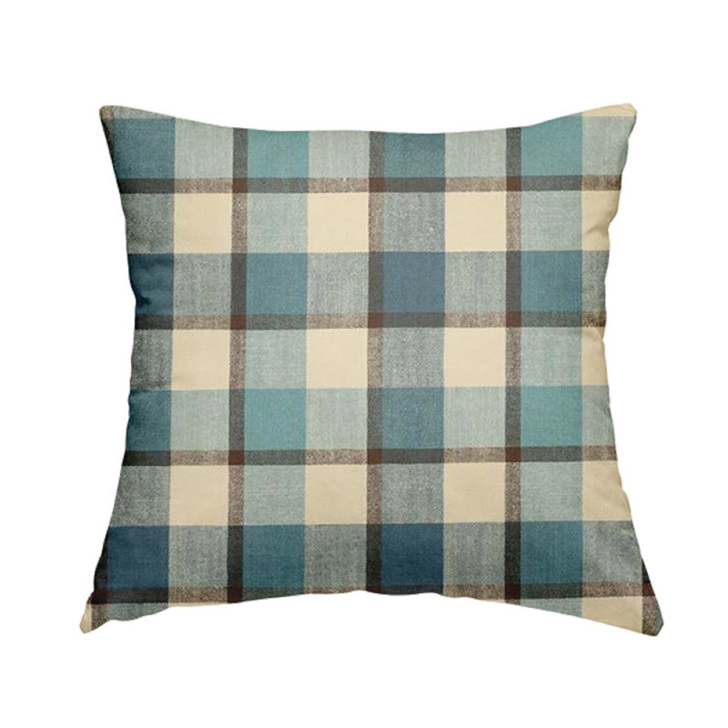 Cosme Plaid Square Cushion, 43cm H x 43cm W x 5cm D, Navy/Blue