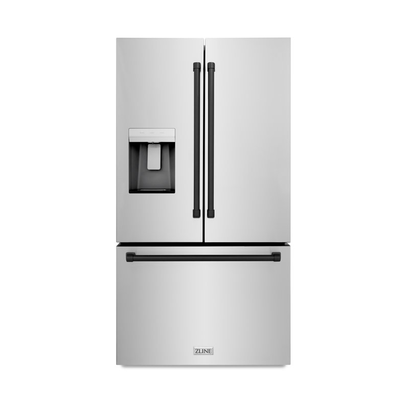 Zline 36 In. 28.9 Cu. Ft. Standard-depth French Door External Water Dispenser Refrigerator With Dual Ice Maker In Fingerprint Resistant Stainless Steel